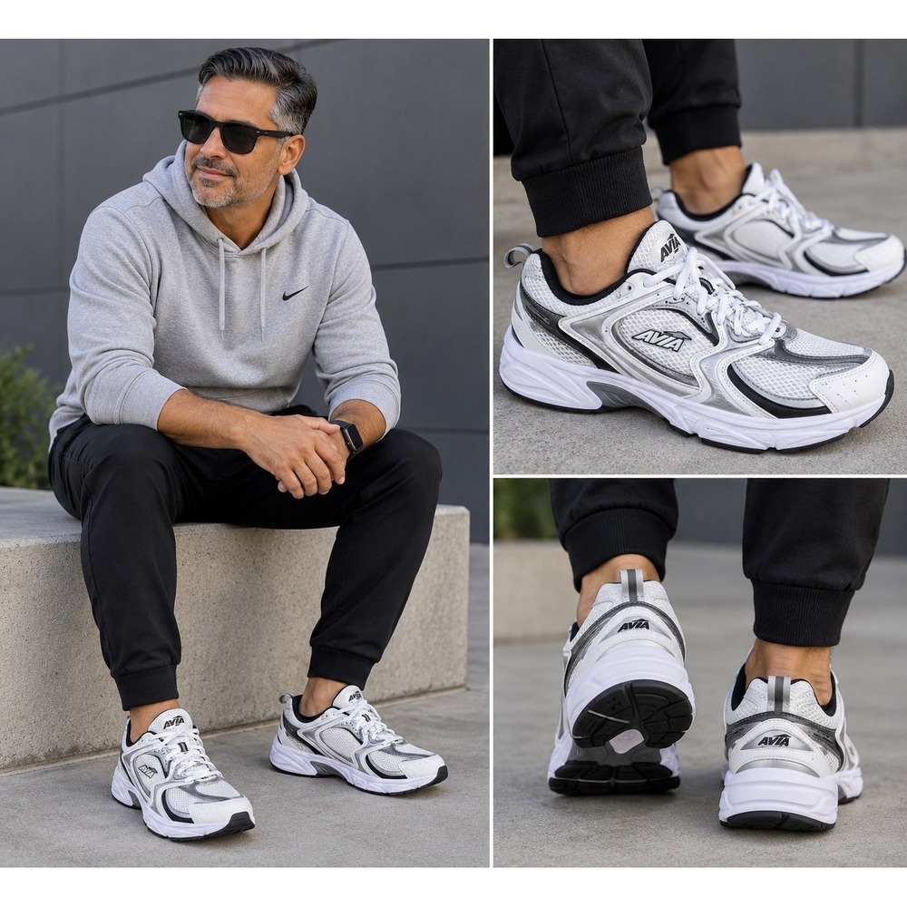 Avia 5000 Men's 9.5 White Gray Running Walking Sneakers New No Box